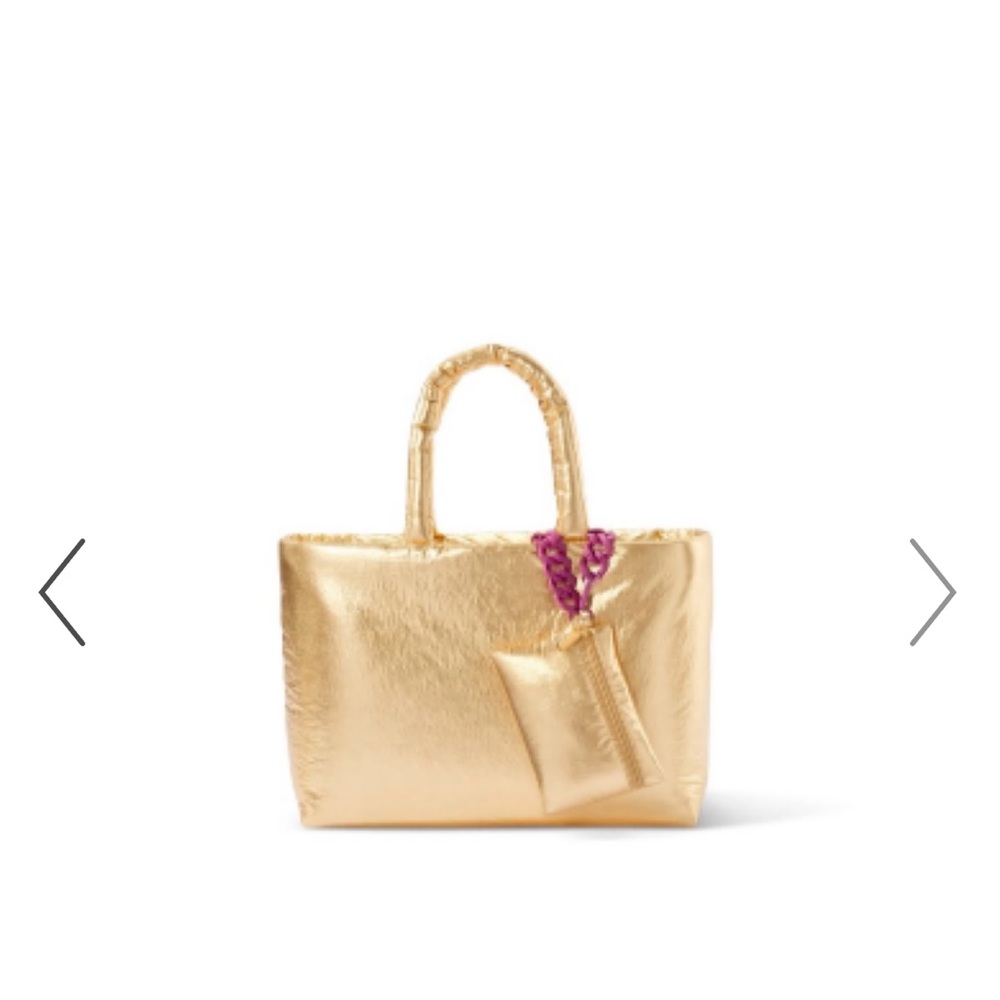 Kika Vargas puffer tote. Metallic gold